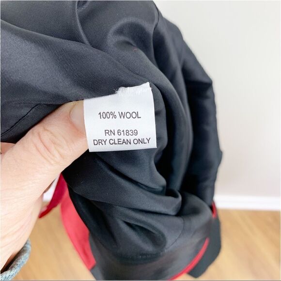 Ricki Freeman for Teri Jon Red/Black Wool Color Block Wool Sheath Career Dress - Picture 11 of 12